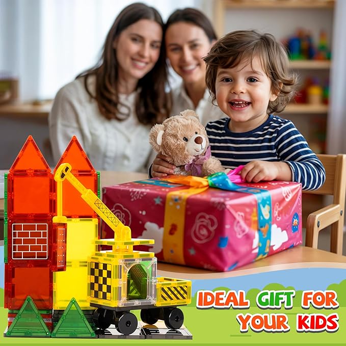 cossy Magnetic Tiles, Magnet Tiles, Magnetic Tiles for Kids Ages 4-8, STEM Toys, Magnet Blocks for Boys and Girls, Creative Building Toys, Engineering and Building Set