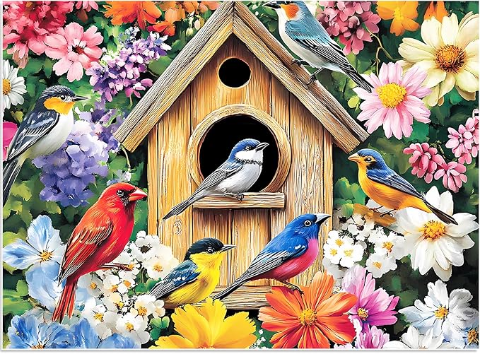500 Pieces Puzzle for Adults,Birds Flower Puzzle, Recycled Cardboard Animals Jigsaw Puzzles 500 Pieces,Challenging Puzzles Game Home Decor Birthday Party Gift Toy for Adults Seniors 20.5 * 15 in