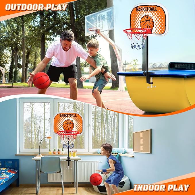 Indoor Basketball Hoop,Mini Tabletop Basketball Hoop Set with Two Balls, Mini Hoops for Desk Table Bed Office Bedroom Basketball Toys for Kids and Adults