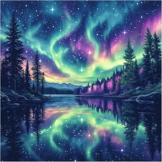 1000 Piece Puzzle for Adults, Starry Night Aurora Jigsaw Puzzles for Adult, Challenging Puzzle Gift for Family Friends, Jigsaw Puzzles with Exquisite Box 22.8x22.8IN