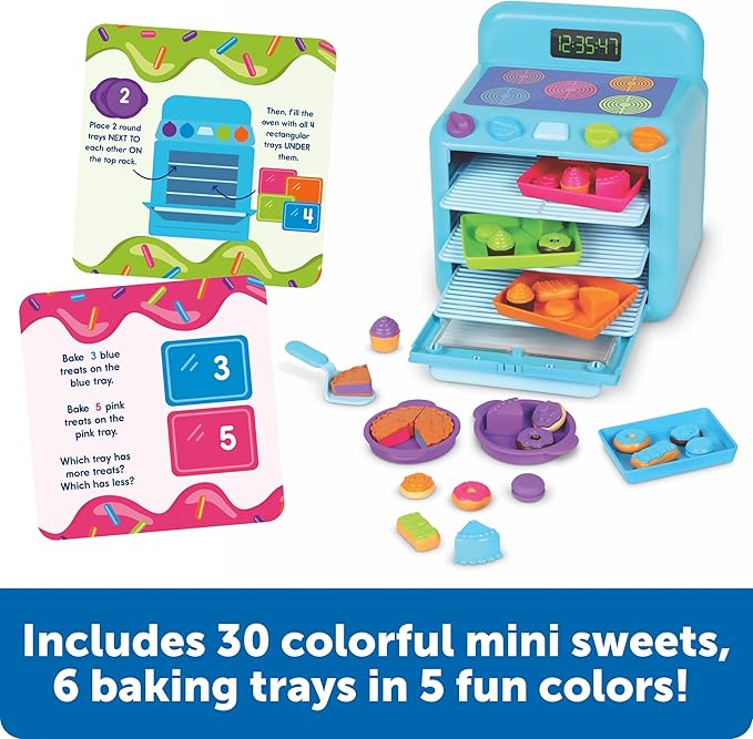 Learning Resources Sorting Sweets Mini Oven, Play Food, Kids Kitchen Playset, Pretend Play Toys, Mini Food, Sorting Toys, Montessori Cooking Set for Toddlers