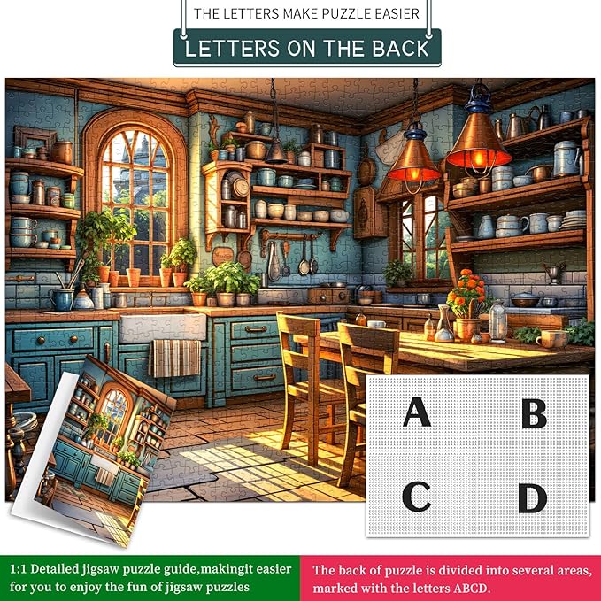 Warm Kitchen - Puzzles for Adults 1000 Pieces, Jigsaw Puzzles for Adults 1000 Piece, Challenging Game Toys, Impossible Puzzle, Family Decoration Puzzle