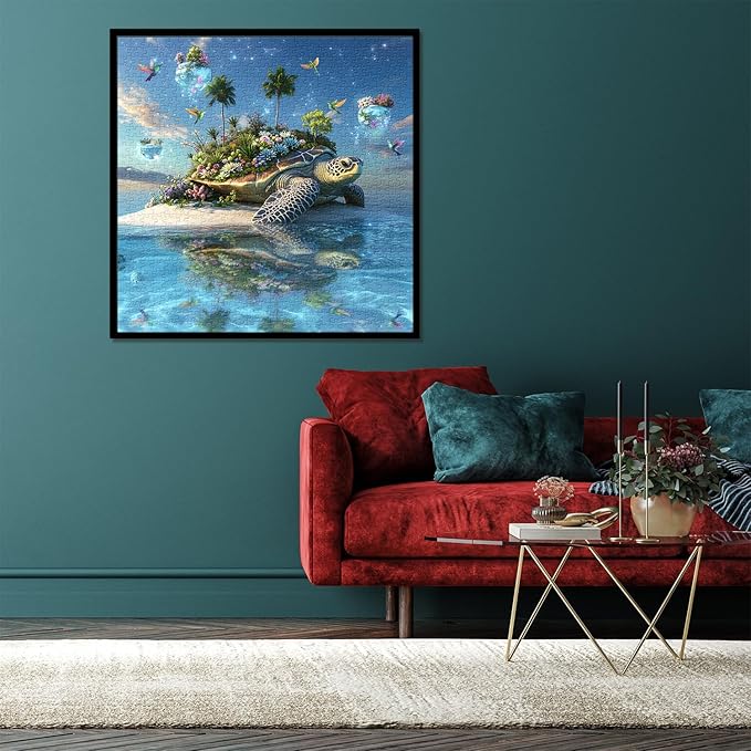 Sea Turtle Puzzle 1000 Piece for Adults, Nature Plant Animal Jigsaw Puzzles, Difficult Ocean Island Art Puzzle as Turtle Decor