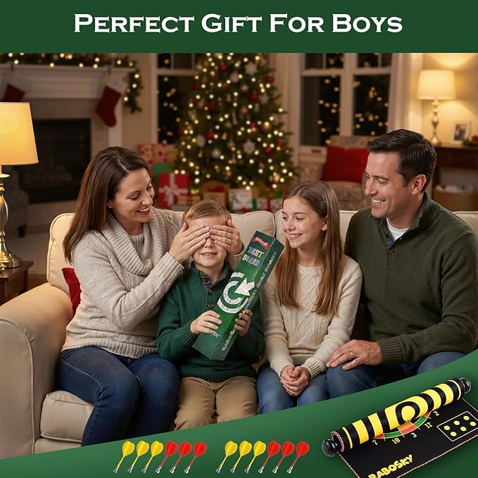 Magnetic Dart Board for Kids, Fun Toys Gifts for Boys 8 9 10 11 12 13 14 Years Old Teen Birthday Easter Valentine Christmas Stocking Stuffers Indoor Room Games, Magnet Dartboard Sets Double Sided