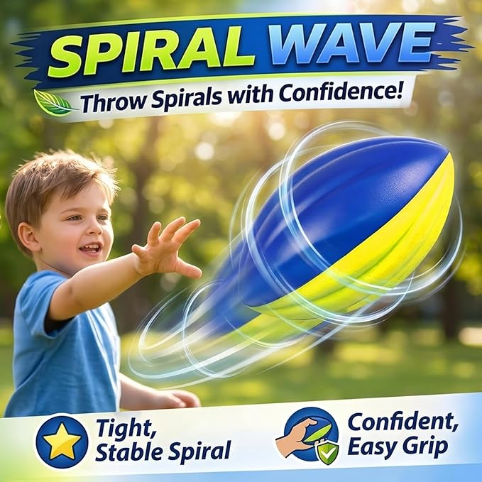 Liberty Imports 8.5" Foam Spiral Football PU Coated High Density Soft Balls, Set of 3, for Kids Sports Training Practice Indoor Outdoor Play