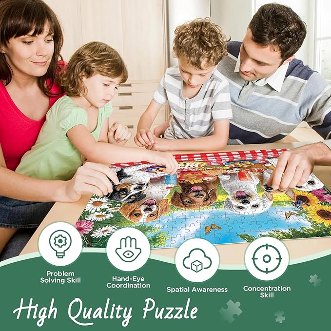 300 Pieces Puzzles for Adult, Dog Jigsaw Puzzles 300 Pieces for Adults Children Seniors, Vibrant Imagery Flower Jigsaw Puzzle, Challenging Activity Game Gift for Family Friends 20.5x15 Inches