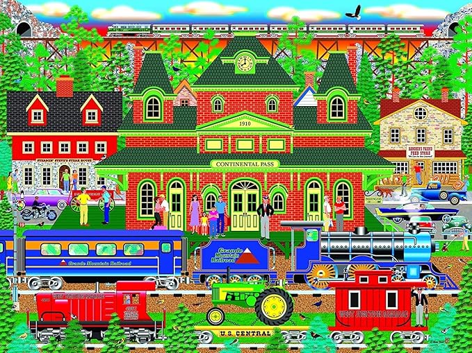 RoseArt - Home Country - Mountain Rail Holiday - 1000 Piece Jigsaw Puzzle for Adults
