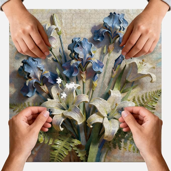 1024 Pieces Puzzles for Adults Flower Lily Jigsaw Puzzle with Letters on Back Impossible Puzzle Holiday Family Decoration Puzzles Funny Gift for Valentine Friends Parents（23.86 x 23.86 inches）