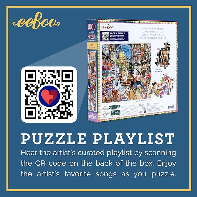 eeBoo 1000 Piece Puzzle - Artist Provisions Jigsaw Puzzle for Adults, Square 23" x 23" Made with Recycled Board & Vegetable-Based Ink