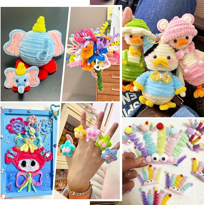 URADIART Pipe Cleaners 1000 pcs Assorted Colors Chenille Stems, Pipe Cleaners Crafts, Bulk Pipe Cleaners Craft Supplies for DIY Art Creative School Crafts Decorations (6mm x12 inch)(Mixing Colors)