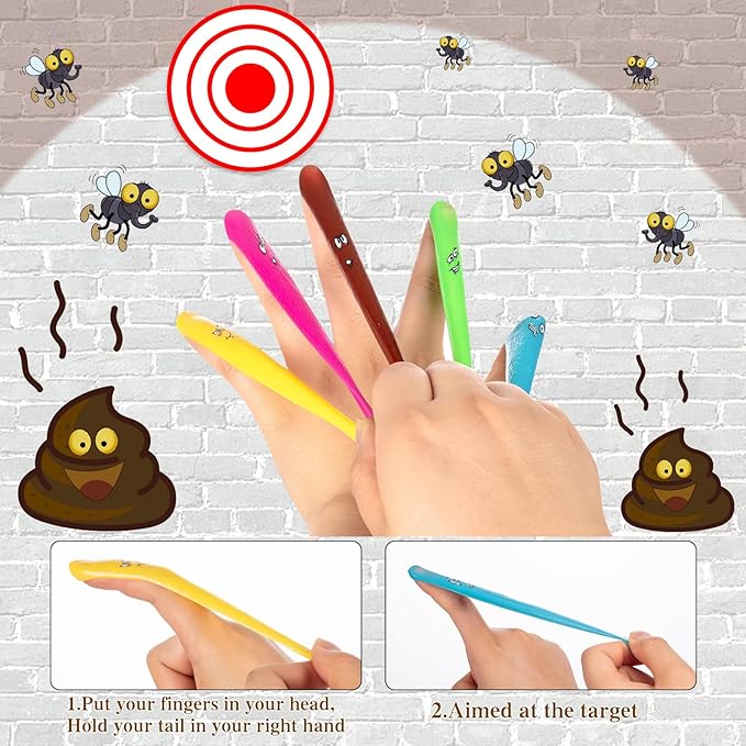 60 Pcs Finger Slingshot Novelty Toys, 5 Colors Toy Poop for Halloween, Fake Poop for Novelty Toys and Amusements, Poop for Finger Slingshot, Poop Rubber Spoof Toy for School Party, Friends Gathering