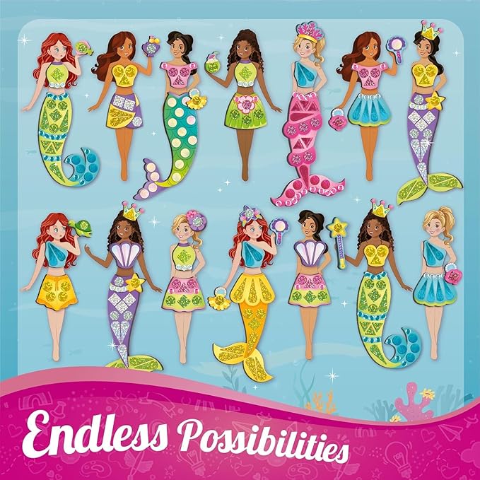Imagimake DIY Magnetic Dress-Up Mermaid | 30 Magnetic Dresses & Accessories |Mix & Match Pretend Play Magnetic Toys for Girls | Easter Basket Stuffers | 3,4,5,6 & 7 Year Old Girl Birthday Gifts
