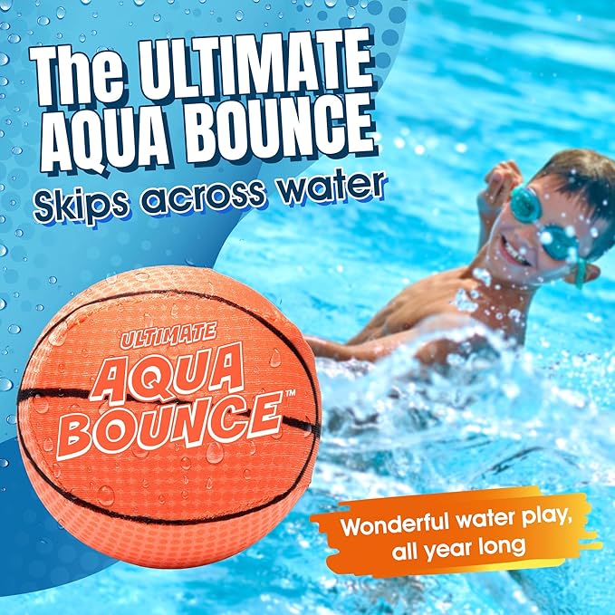 Activ Life Ultimate 2 Pack Larger 3” Water Skip Balls - Bouncing Balls for Swimming Pool & Beach Fun - Designs Include Baseball, Basketball, Volleyball, and Tennis for Kids, Friends, and Family