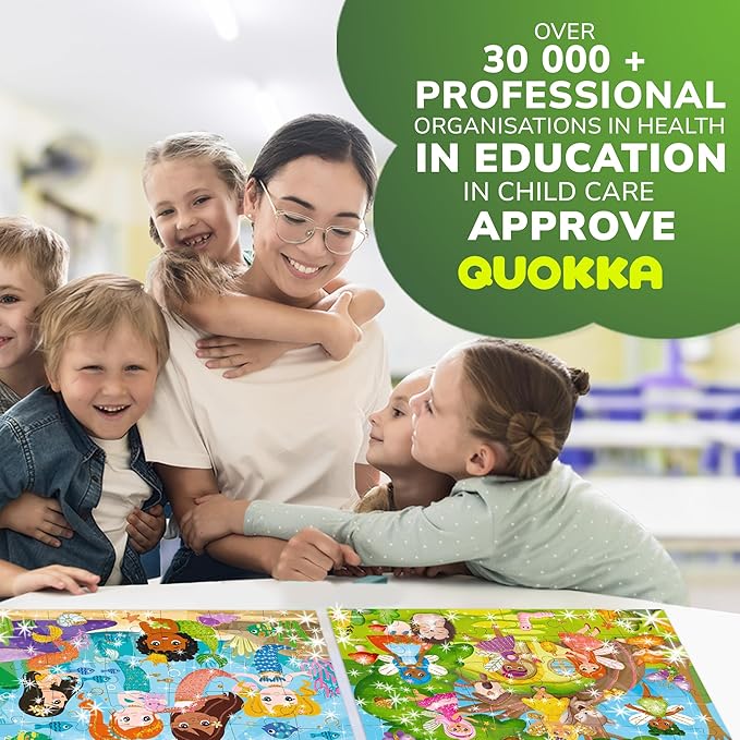 QUOKKA Puzzles for Toddlers 3-5 – Shimmer 4-Pack 30 Pieces Puzzles for Kids Ages 2-4 - Fairy Tale Jigsaw Set with Princess Unicorns for Kids 4-6 Years, Gift for 3 Year-Old Boy Girl, FSC Certified Toy
