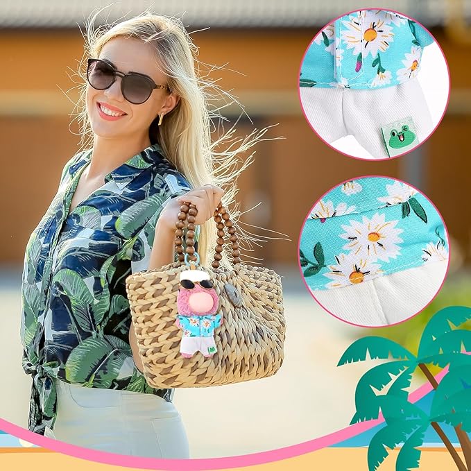Simgoing 4 Pcs 17cm Dolls Hawaii Outfit Set Summer Floral Shirt Shorts White Vest and Mini Sunglasses Vacation Style Doll Clothes with Accessories Beach Apparel for 17cm Dolls(Summer Daisy Style)