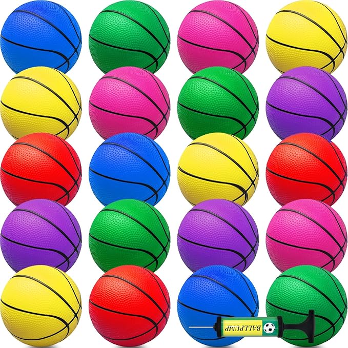 42Pcs 5" Mini Basketball Set, PVC Small Basketballs for Over The Door Hoop Games, Party Favors, Indoor/Outdoor Play, Adults & Kids, Pool & Beach, Colorful