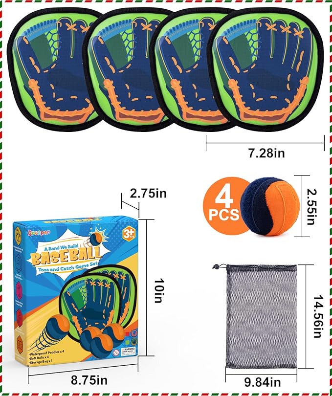 Toss and Catch Ball Game Kids Toys for 3 4 5 6 7 8 Year Old Boys Girl Birthday Gift, Outdoor Games Yard Play Beach Pool Toys for Kids Age 4-8 8-12 Toddler Baseball Glove