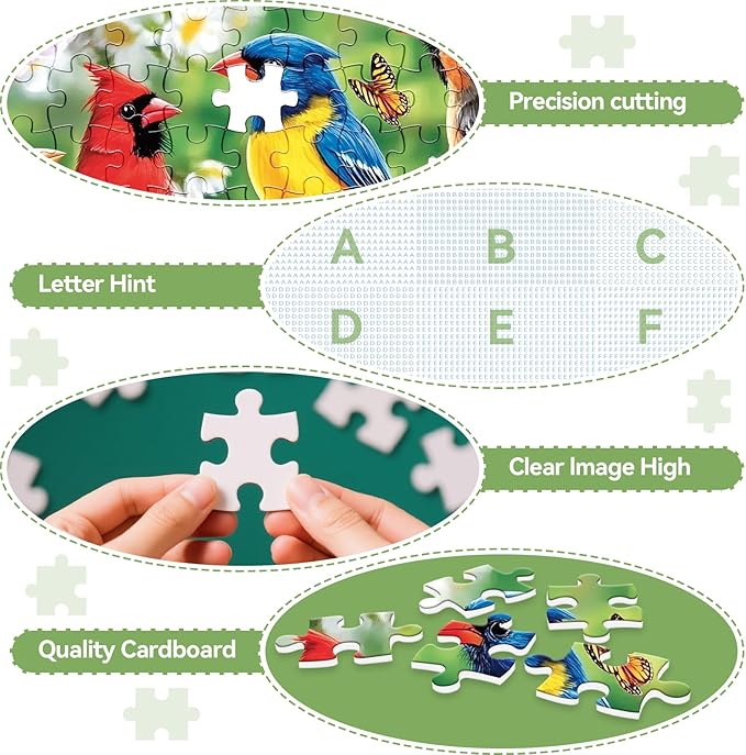 300 Piece Puzzles for Adults – Spring Colorful Birds & Blooming Flowers Jigsaw, Relaxing 300 Piece Puzzles for Adults Large Piece, for Puzzle Fans, Kids & Seniors (20.5" x 15")