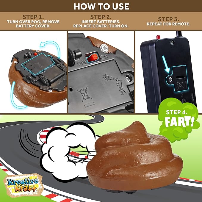 Funny Toy Game, Battery Operated Remote Control, Spins Makes Noises - Prank Toys for Kids Adults Christmas Stocking Stuffers (Brown/White)