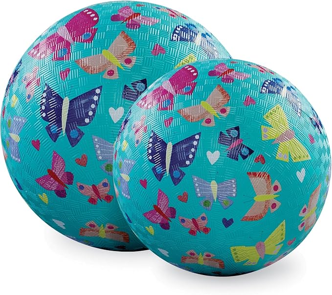 Crocodile Creek Playground Ball - Durable Rubber Ball for Kids Ages 3 and Up - Bouncy Inflatable Ball for Kickball, Indoor Games, and Outdoor Sports - PVC-Free - Butterflies - 5-inch Diameter