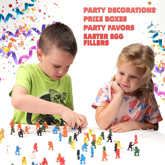 Entervending Ninja Toys in Capsules - 50 Pcs - 1.1 Inch Capsules with Mini Ninja Warriors Figurines for Kids Bulk - Easter Basket Stuffers - Party Favors - Classroom Prizes