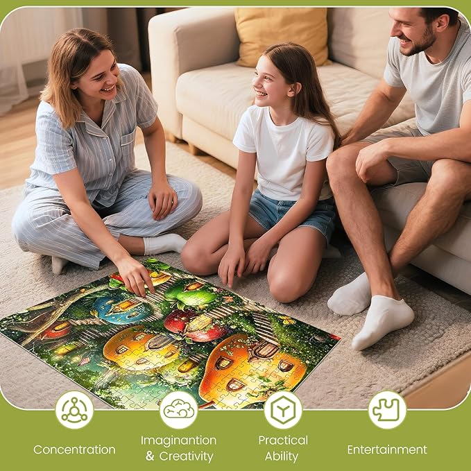 300 Piece Puzzles for Adults, Whimsical Fruit Houses Puzzles, Vibrant Garden Fantasy Art 300 Piece Jigsaw Puzzle, Ideal Home Decor Gift for Adults Kids Seniors, 20.5×15 in