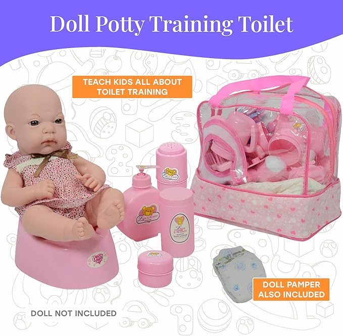 The New York Doll Collection Baby Doll Feeding & Caring Accessory Set in Zippered Carrying Case