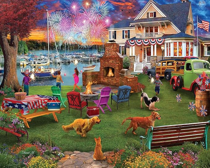 White Mountain 1000 Piece Jigsaw Puzzle Patriotic Summer Celebration Puzzles with Large Pieces for Adults and Family 24"x30" - 4th of July