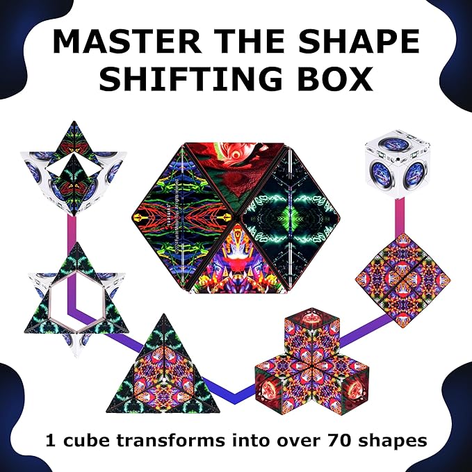 Shashibo Shape Shifting Box - STEM Fidget Toy with Ultra Strong Magnets - Sensory Puzzle Cube Transforms Into 100+ Shapes, Easter Basket Stuffers Gift for Kids, Teens, and Adults (Dryer Portal)