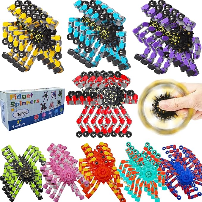 Transformable Fidget Spinners 36-Pack – Sensory Toys for Kids & Adults with ADHD, Autism, Anxiety Relief, Easter Gifts