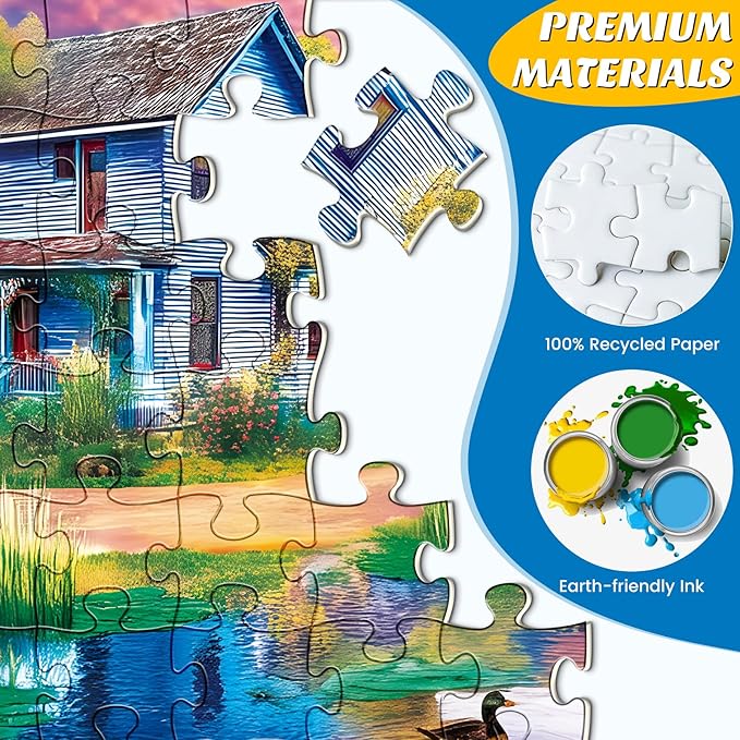 500 Pieces Puzzle for Adults,Country Life Puzzle,Recycled Cardboard Nature Landscape Jigsaw Puzzles 500 Piece,Challenging Game Home Decor Birthday Party Gift Toy for Adults Seniors 20.5 * 15 in