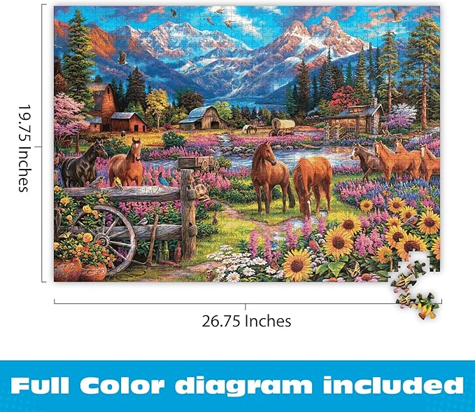 Puzzles for Adults 1000 Pieces – Buffalo Games Chuck Pinson’s Escapes: Free to Roam, Challenging 1000 Piece Jigsaw Puzzle for Adults with Poster, Premium Puzzle Made in The USA