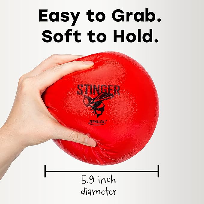 GSM Brands Dodgeballs - Foam, Soft Skin, Low Bounce, 5.9" - Set of 6 Dodge Balls for Kids and Adults