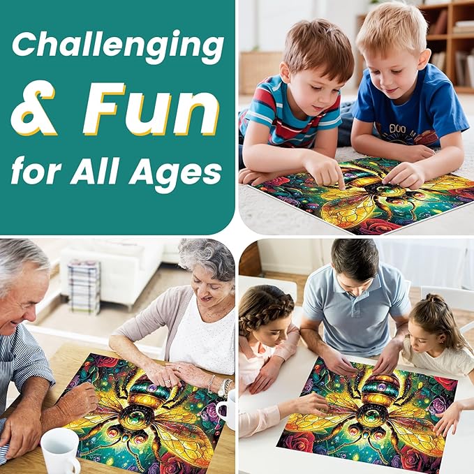 300 Pieces Jigsaw Puzzle for Adults, Bee Jigsaw Puzzles, Recycled Cardboard Puzzle, Coolest Queen Bee Jigsaw Puzzle for Kids Adults Seniors, Great for Family Games, 20.5 * 15 Inch