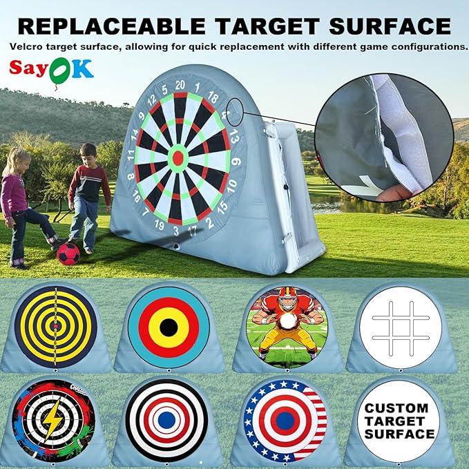 SAYOK Inflatable Soccer Dart Board Giant Kick Darts, Inflatable Football Darts Board, Soccer Dart Board,Carnival Games, Goalpost Game, with PUM&6 Soccers for Outdoor Backyard Parties