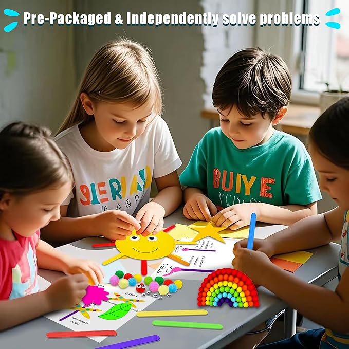 MHMYDIS First Craft Kit for Kids - 12 in 1 No Mess Creative Arts and Crafts kit for Kids Ages 4-8 - Toddler Crafts Kit Supplies - Gifts for Girls and Boys 3 4 5 6 7 8 Year Old