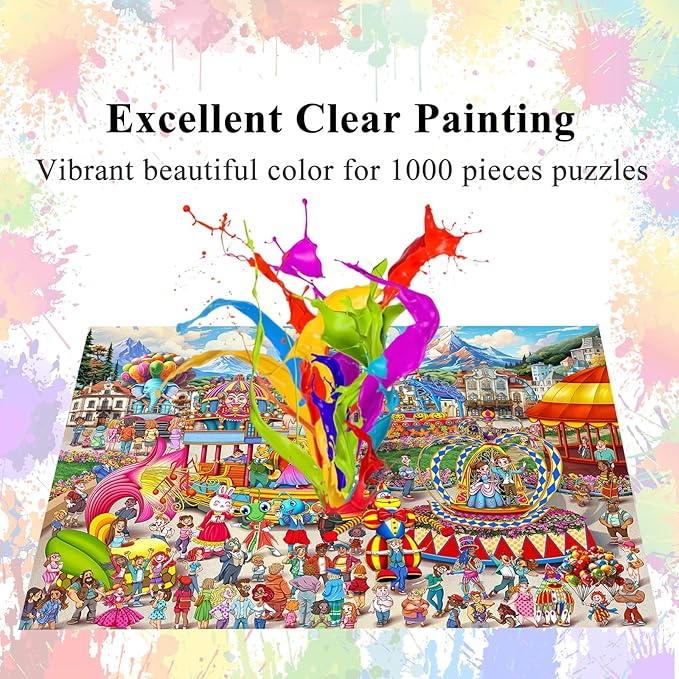 Jigsaw Puzzles for Adults 1000 Pieces, Carnival Interlock Perfectly Letter on Back No Dust, Home Decor Challenge Toy for Men Women Elders Seniors (27.5"x19.6"), 1:1 Poster