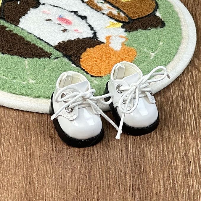 Premium Doll Shoes for Lububu, 15cm 17cm Dolls Accessories, Mini Leather Shoes Fashion Dress Up Doll Shoes Replacement (1, Oxford - White)