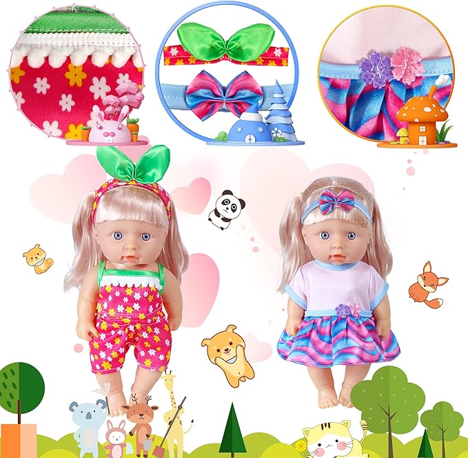WONDOLL 8-Sets 8-10-inch Doll-Clothes-Accessories Baby-Doll-Clothes Costumes Outfits Christmas Birthday Gift for Little Girl（no Doll）