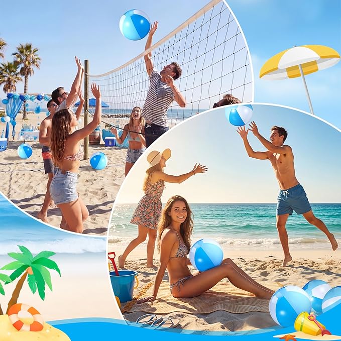 6 Pieces Pastel Beach Balls Bulk- 17 Inch Inflatable Pool Balls, PVC Inflatable Ball for Theme Gender Reveal Birthday Party Decorations Summer Swimming Pool Game Supplies