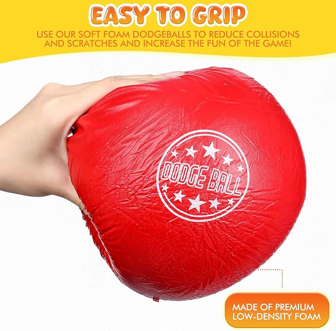 Jerify 6 Pcs Foam Dodgeball Set 7 Inch Soft Skin Playground Dodgeballs Bulk, Low Density Foam for Non Sting Dodgeball Sports Equipment for Kids and Adults