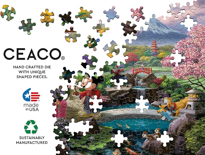 Ceaco - Disney - Thomas Kinkade - Mickey & Minnie in Japan - 1000 Piece Jigsaw Puzzle for Adults - Challenging Puzzle Perfect for Game Nights - Finished Size is 26.5 x 19