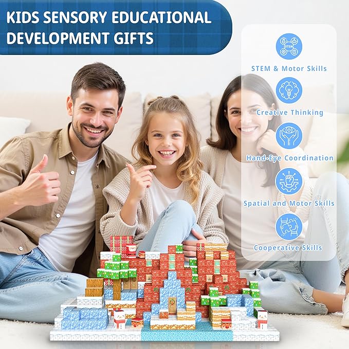 150PCS Magnetic Building Blocks 0.8in Strong Magnet Construction Toys for Kids, 3D Creative World Building Set, STEM Educational Toy for Boys & Girls Ages 3+