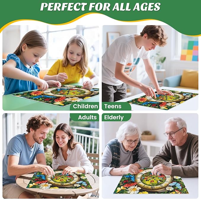 500 Pieces Puzzle for Adults,Fantasy Forest Clock Puzzle,Recycled Cardboard Flowering Time Puzzles 500 Pieces,Challenging Game Home Decor Birthday Party Gift Toy for Adults Seniors 20.5 * 15 in