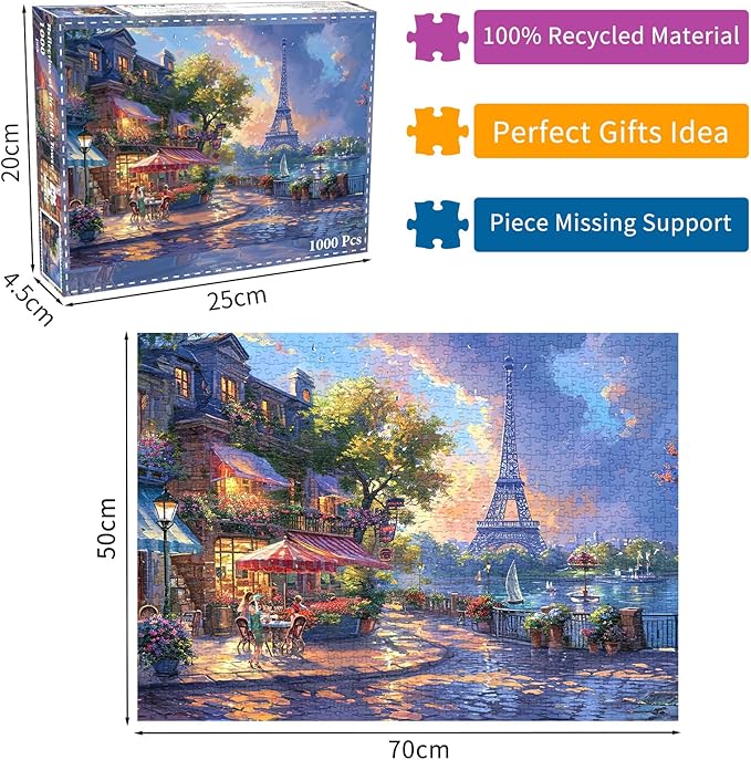 Jigsaw Puzzles for Adults 1000 Pieces, Interlock Perfectly No Dust, Impossible Difficult Hard Fun 1000 Piece Jigsaw Puzzles for Adults-1:1 Poster-Scenery Under The Tower
