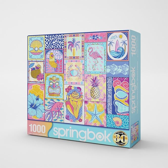 Springbok Tropical Vibes 1000 Piece Jigsaw Puzzle for Adults - Colorful and Bright Collage - Unique Cut Pieces - Made in USA