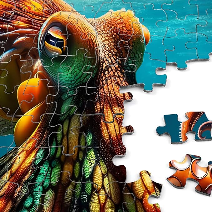 Rocorose Octopus Puzzles for Adults 1000 Pieces, Deep Blue Sea Ocean Exploration Theme Jigsaw Puzzle, Nature Marine Artwork Challenging Family Activity Puzzle Game