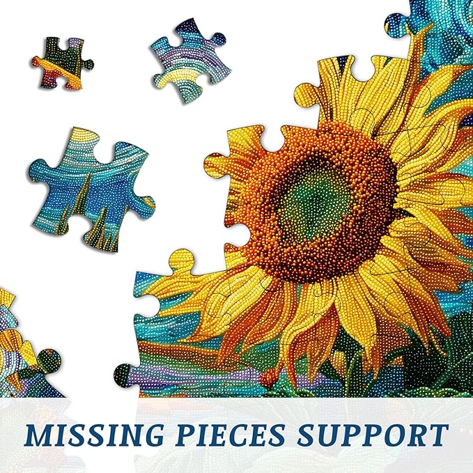 Sunflower Puzzles for Adults 1000 Pieces, PICKFORU Nature Flower Puzzle Starry Night, Impossible Hard Plant Floral Art Theme, Challenging for Adults
