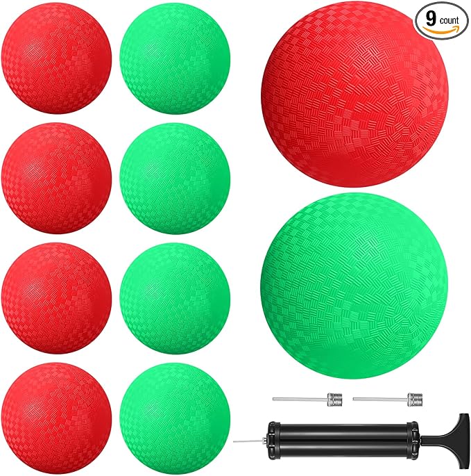 Dodgeballs Inflatable Kickball with Hand Pump Playground Ball Rubber Handball Bouncy Balls for Outdoors Gym Camps Picnic