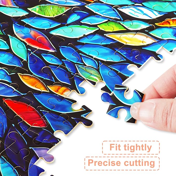 Tree of Life 500 Piece Puzzles for Adults Mosaic Stained Glass Jigsaw Puzzles Colorful Puzzles for Adults 500 Pieces with Letters on Back Impossible Hard Difficult Challenging Family Puzzles